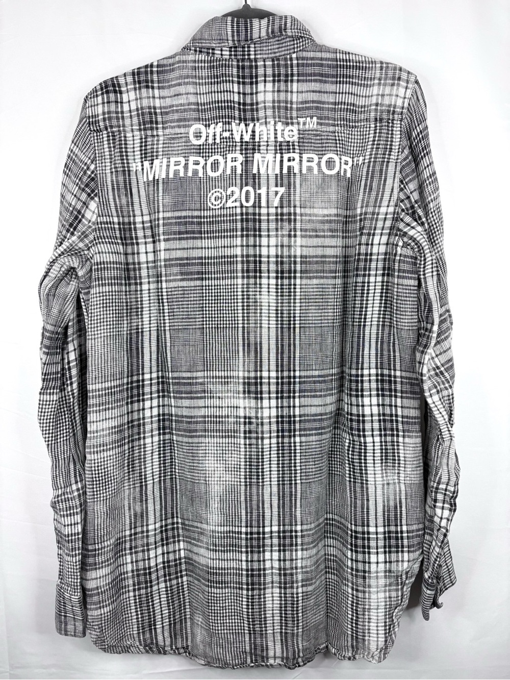 Off White Virgil Abloh Mirror Mirror SS17 Linen Button Up Shirt Size Small Plaid